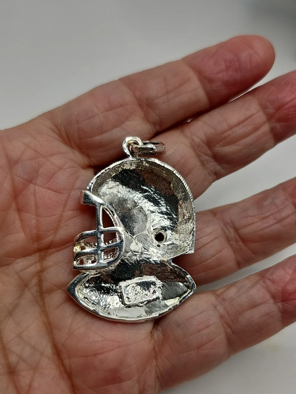 Men's Football Helmet & Ball Pendant Necklace - Navy and Brown By BEST